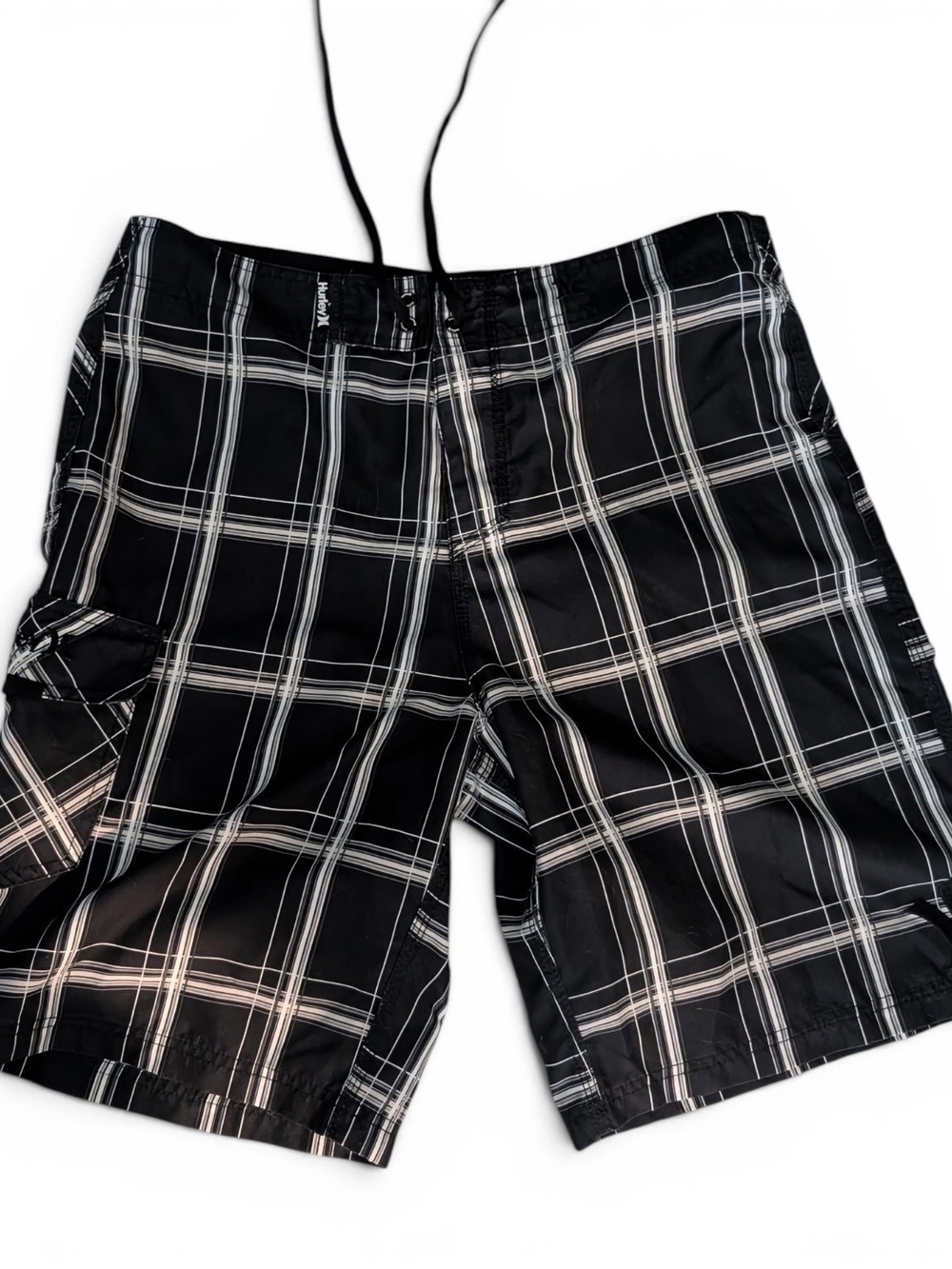 Hurley Black Plaid Board Shorts